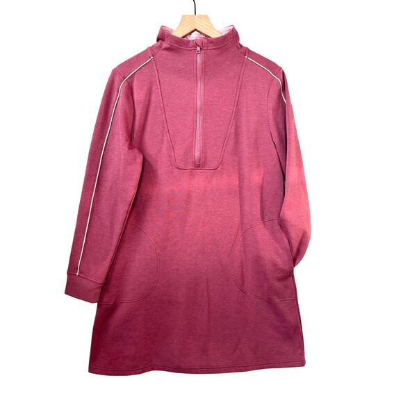 TITLE NINE Warmup Sweatshirt Dress Womens L Pink Fleece Loungewear Activewear - Picture 2 of 14